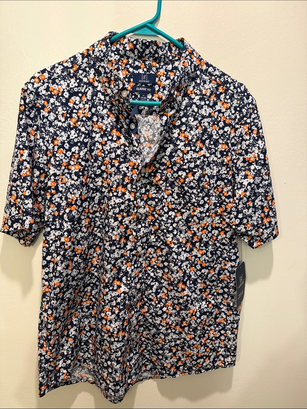 George Men’s Poplin Classic Shirt with Short Sleeves size M 38-40
